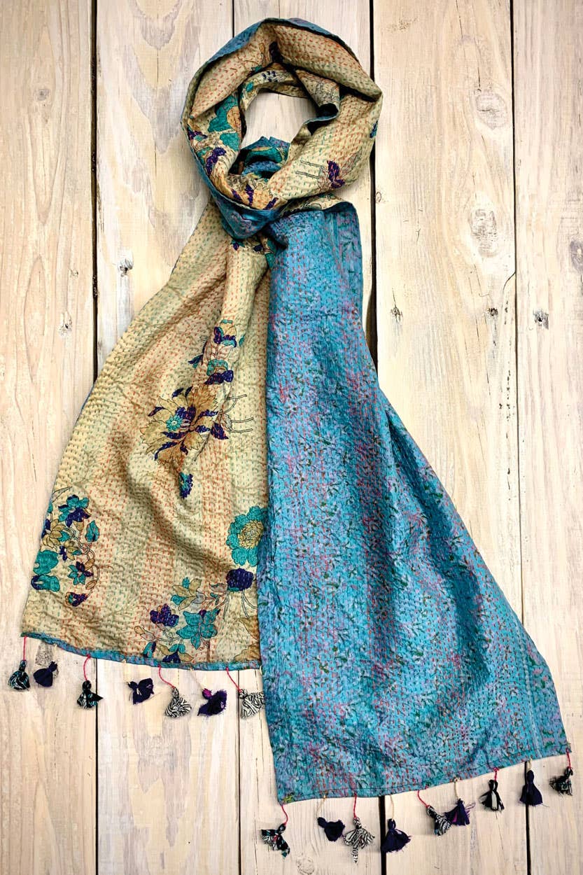 Kantha Silk Sari Scarves Assorted