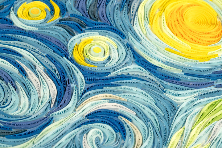 Quilled Starry Night Van Gogh Wall Art - 15 in X 11in