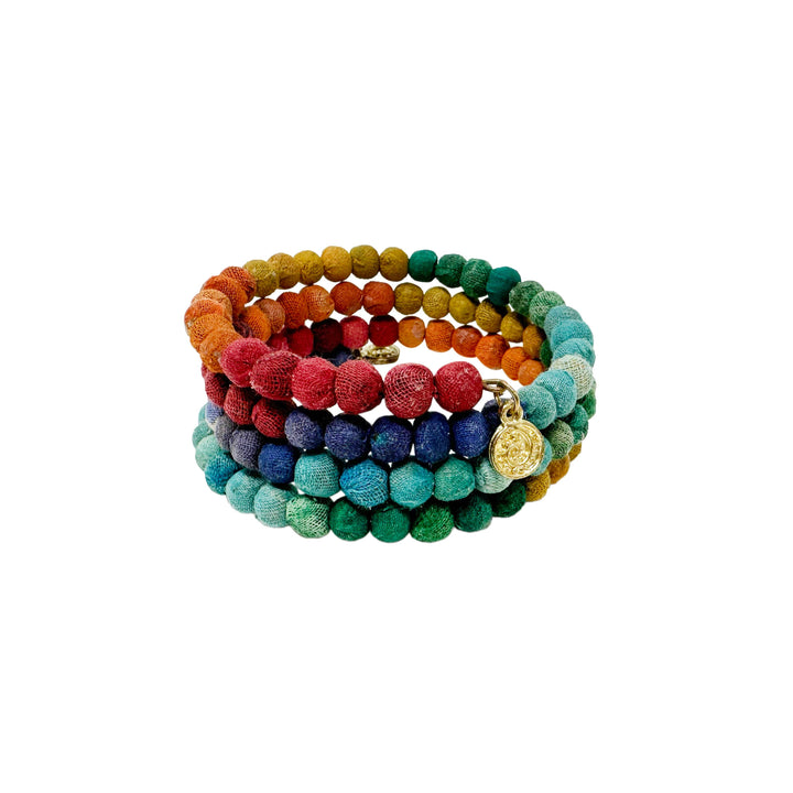 Spiral Rainbow Bracelet - Kantha