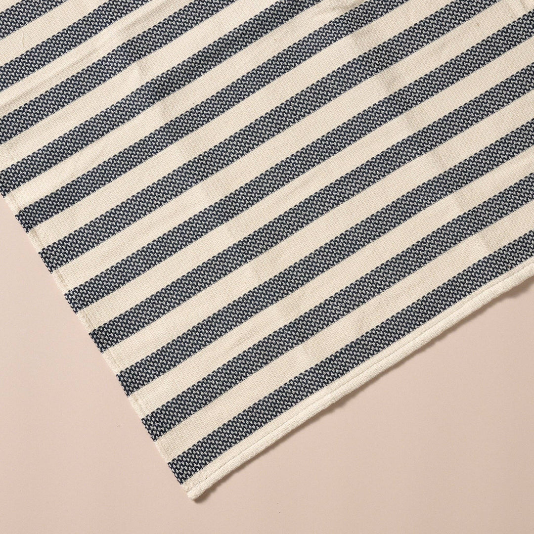 Multi-Striped Cream Black Tea Towel - Set of 2