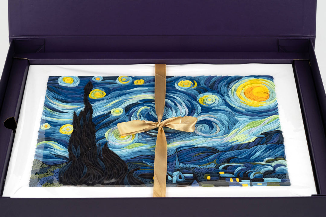Quilled Starry Night Van Gogh Wall Art - 15 in X 11in
