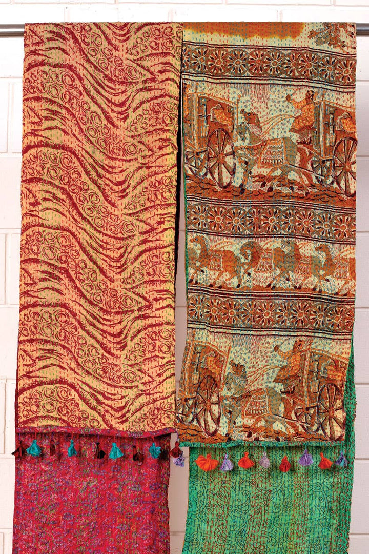 Kantha Silk Sari Scarves Assorted