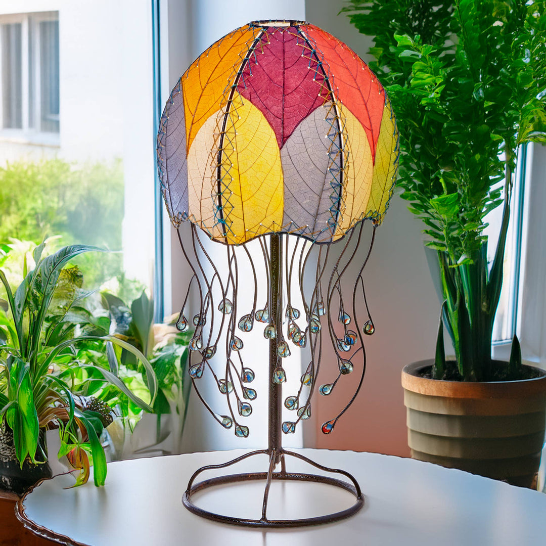 Jellyfish Table Lamp Multi Color, Shade Made of Cocoa Leaves