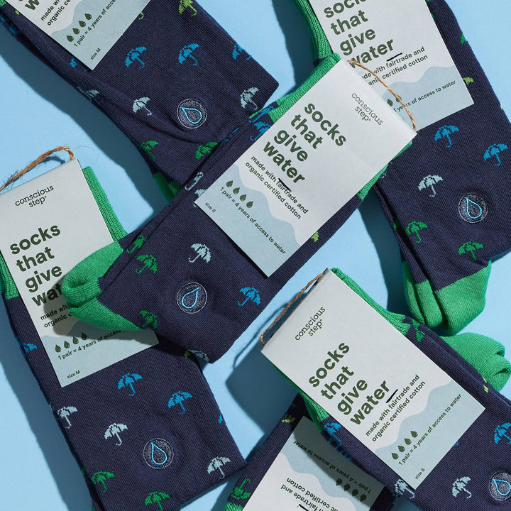 Socks that Give Water Navy Umbrellas Conscious Step