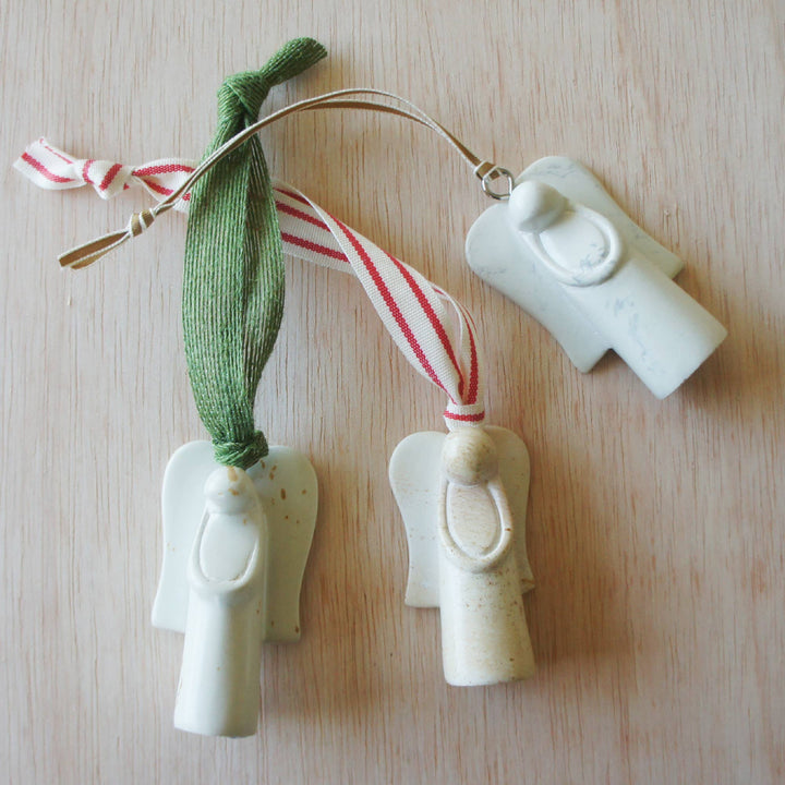 Natural Soapstone Angel Ornament
