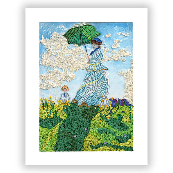 Artist Series - Quilled Woman with a Parasol, Claude Monet Greeting Card
