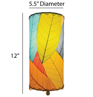 Cocoa Leaf Cylinder 12" Lamp