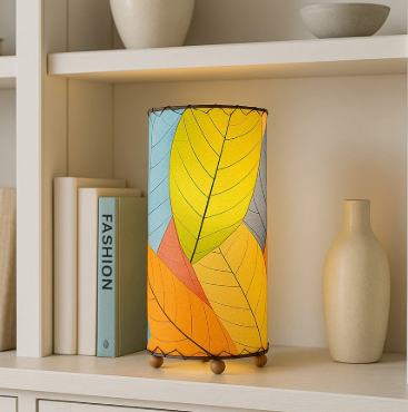 Cocoa Leaf Cylinder 12" Lamp