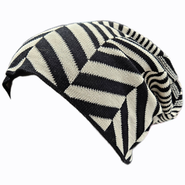 Chevron Pima Cotton Beanie Black/Alabaster