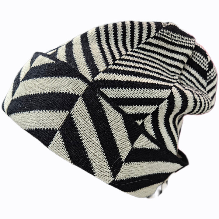 Chevron Pima Cotton Beanie Black/Alabaster