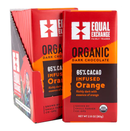 Orange Dark Chocolate Bar 65% 2.8oz Organic Equal Exchange