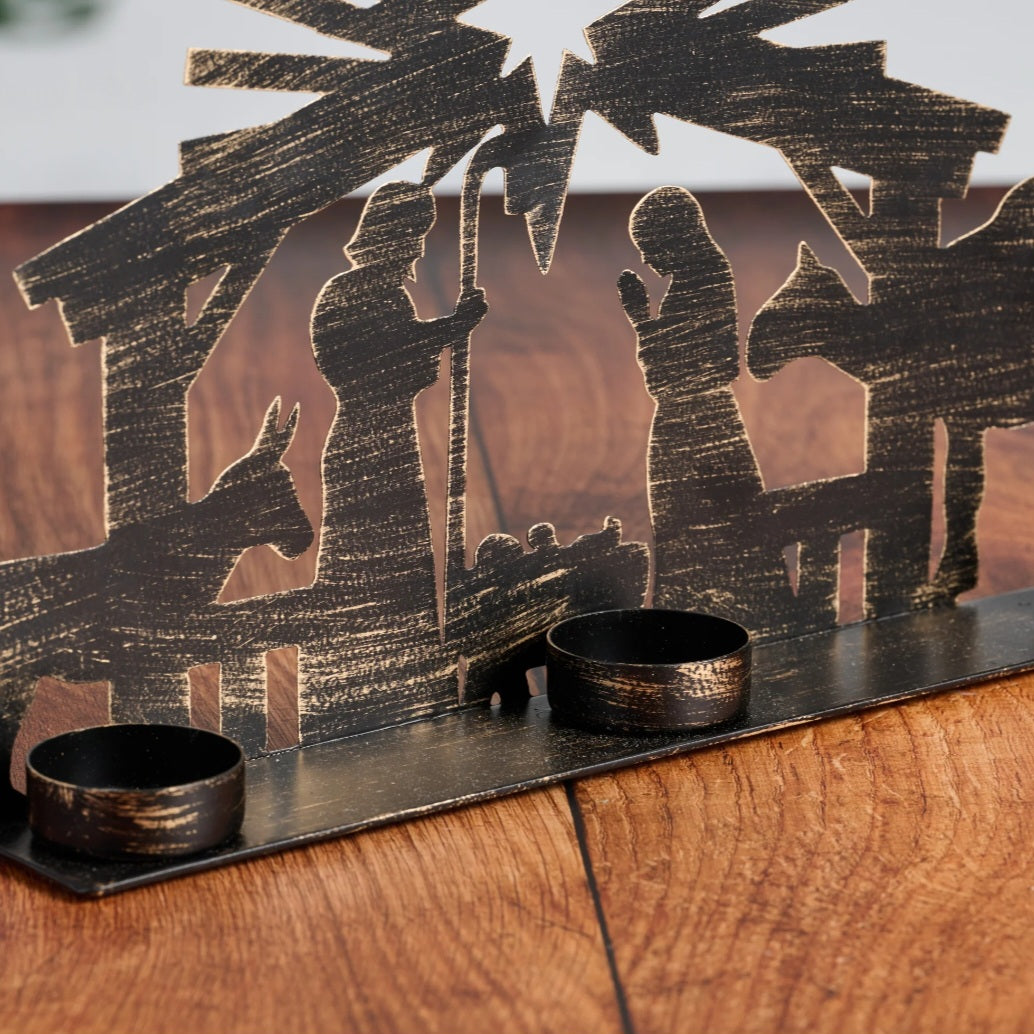 Iron Nativity Candleholder