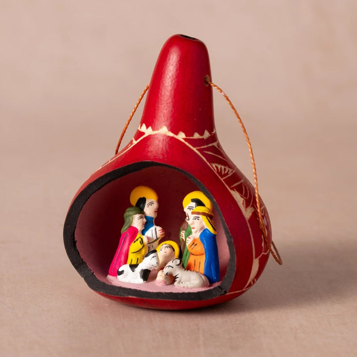Gourd Nativity Ornament