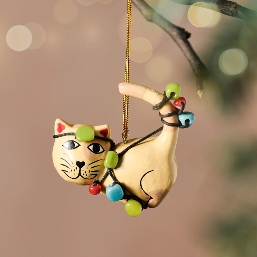 Tangle Up Cat Ornament