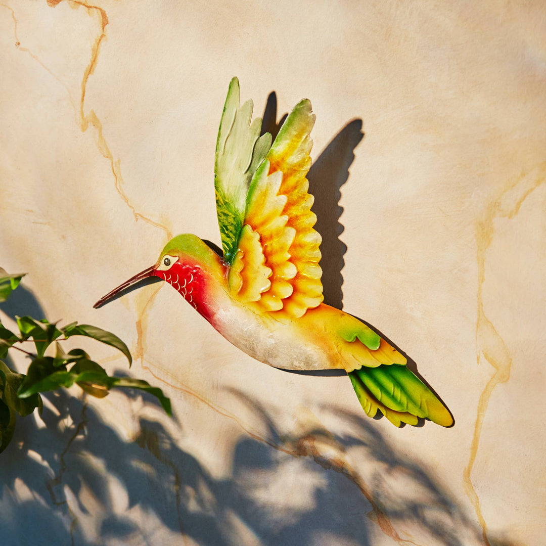 Hummingbird Capiz Wall Decor Yellow And Green