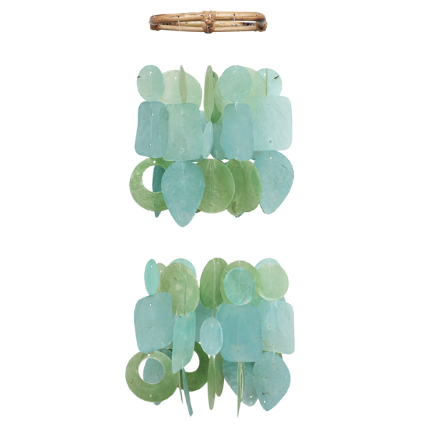Capiz Chime Small 2-Tiered | Tide Pool Teal