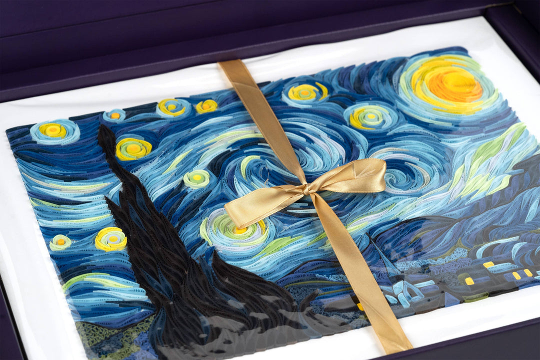 Quilled Starry Night Van Gogh Wall Art - 15 in X 11in