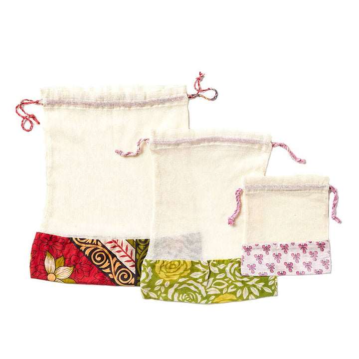 Produce Bags - Reusable Sari -Set of 3