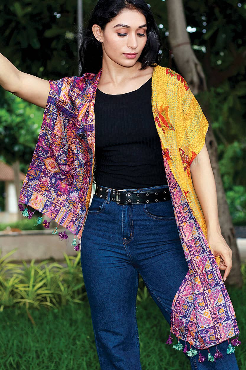 Kantha Silk Sari Scarves Assorted