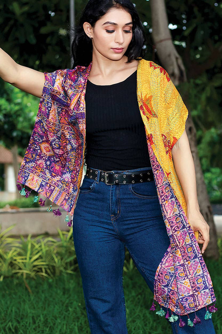 Kantha Silk Sari Scarves Assorted