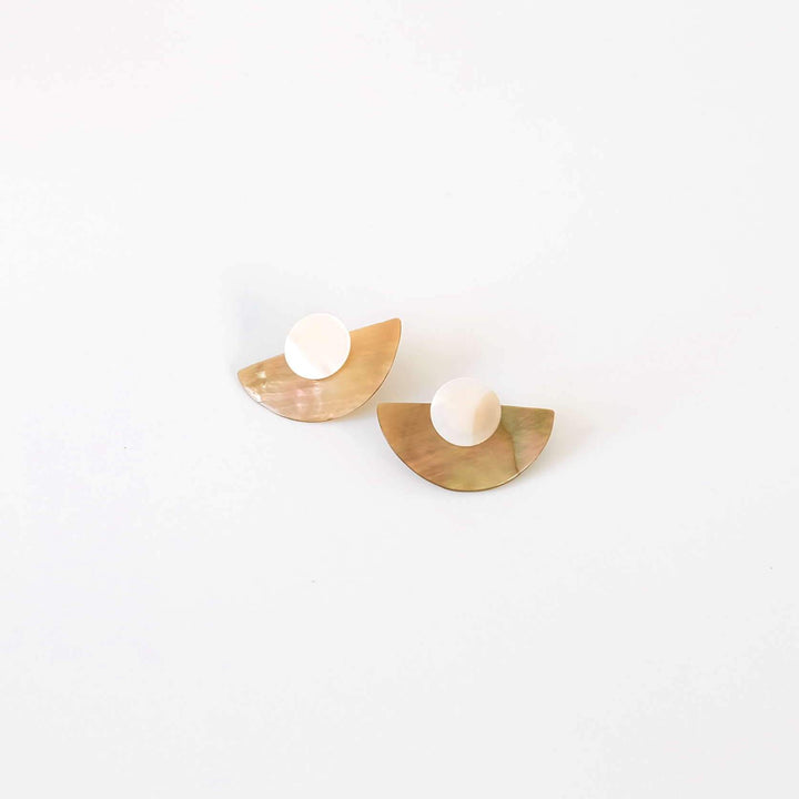 Circle and Halfmoon Geometric Stud Earrings