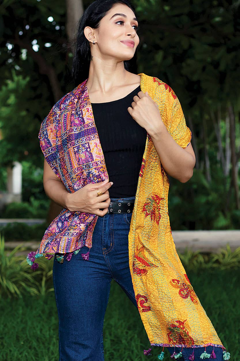 Kantha Silk Sari Scarves Assorted