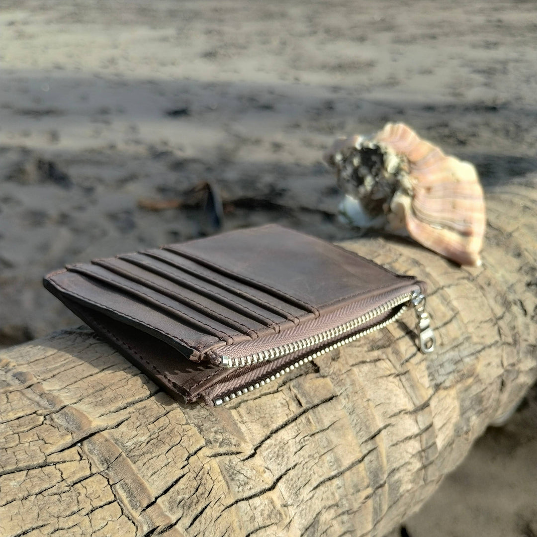 Zippered Leather Card Wallet