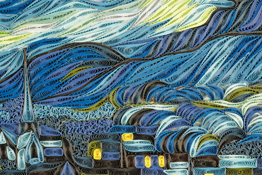 Quilled Starry Night Van Gogh Wall Art - 15 in X 11in