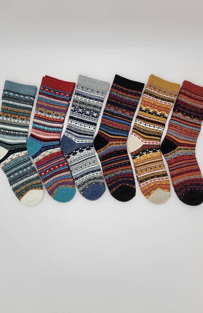 Fair Isle Full Cushion Alpaca Crew Socks