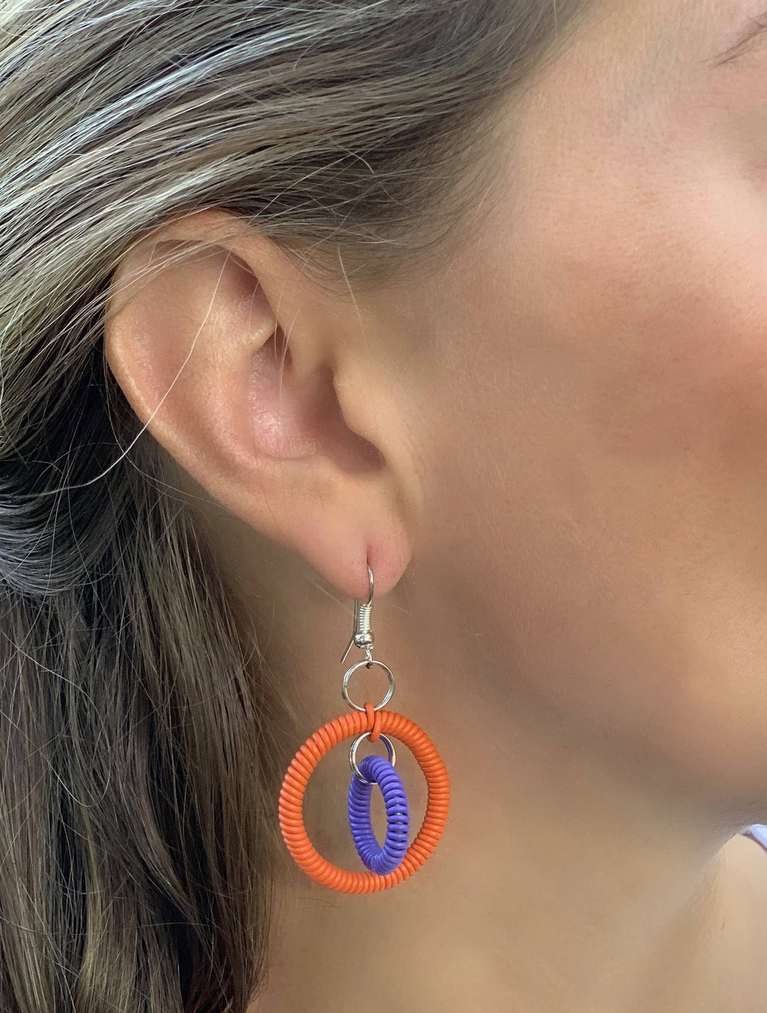 Double Ring Earrings Telephone Wire
