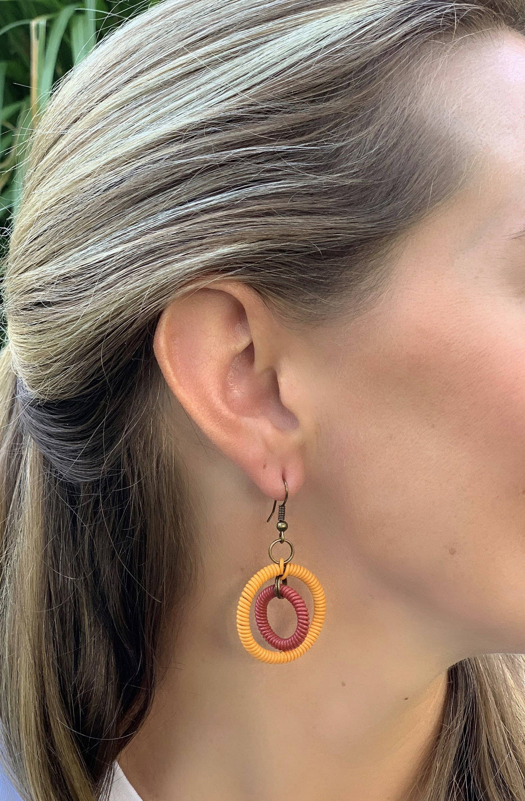 Double Ring Earrings Telephone Wire