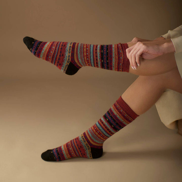 Fair Isle Full Cushion Alpaca Crew Socks