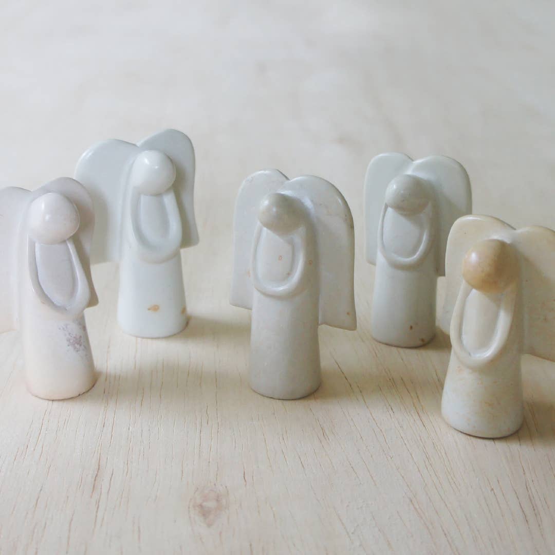 Natural Standing Angels Soapstone