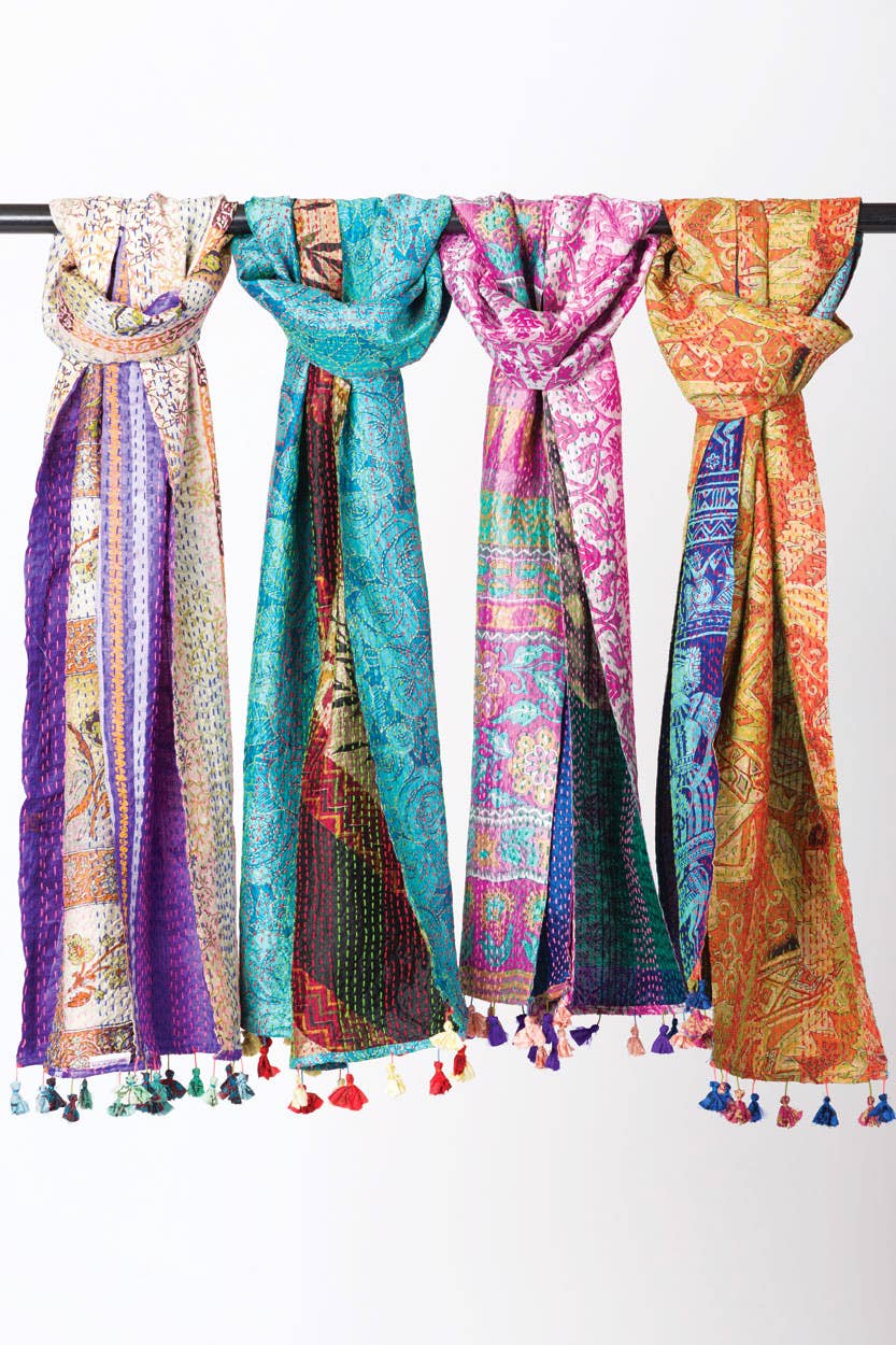 Kantha Silk Sari Scarves Assorted