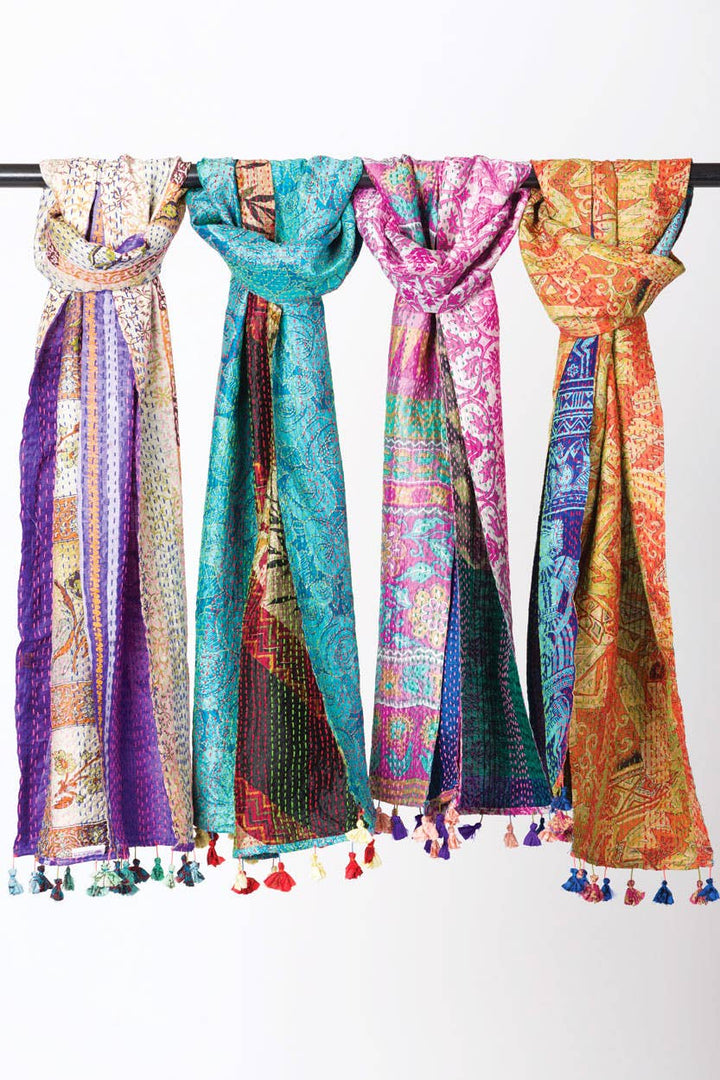 Kantha Silk Sari Scarves Assorted