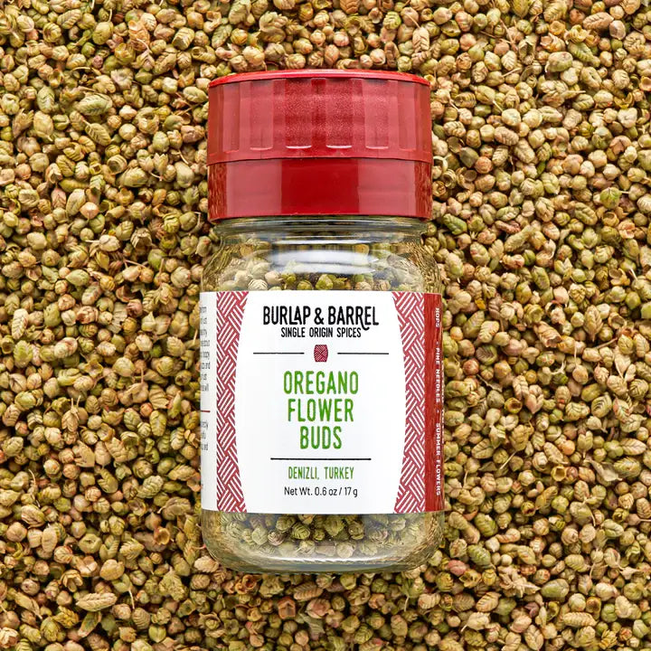 Oregano Flower Buds 0.5oz Grinder Burlap and Barrel