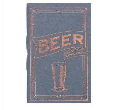 A photo of a Tasting Journal made fair trade in India out of recycled cotton. This journal is a gray tasting journal for beer. 