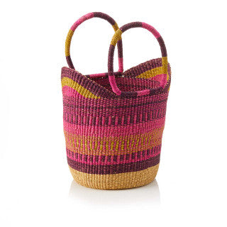 Bright Stripe Market Tote Basket