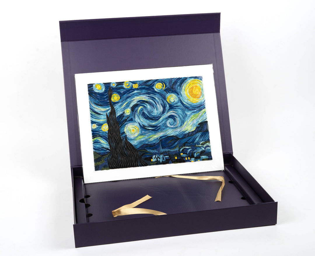 Quilled Starry Night Van Gogh Wall Art - 15 in X 11in
