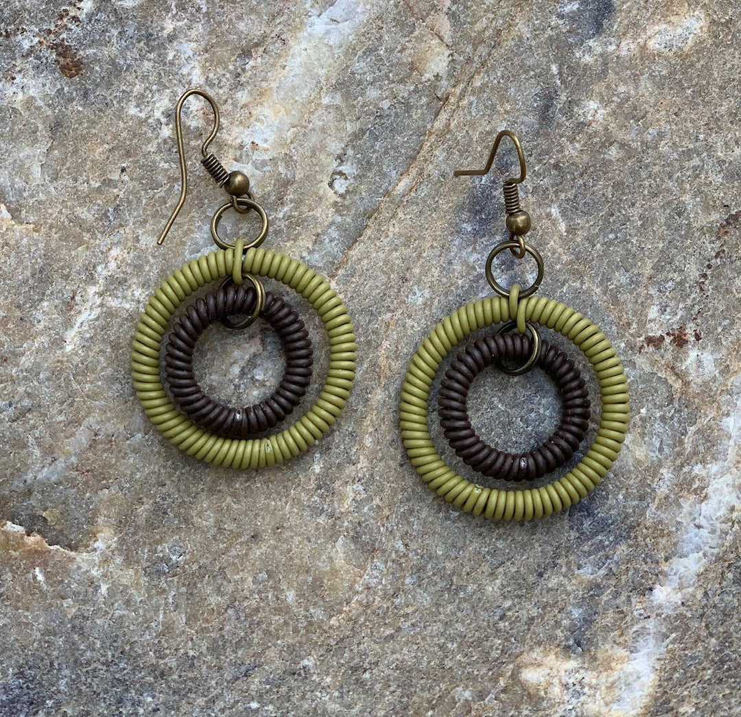 Double Ring Earrings Telephone Wire