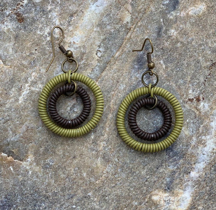 Double Ring Earrings Telephone Wire
