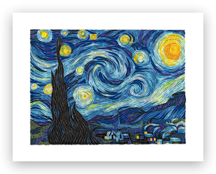 Quilled Starry Night Van Gogh Wall Art - 15 in X 11in