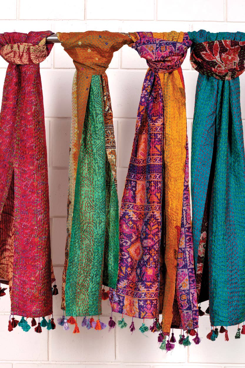 Kantha Silk Sari Scarves Assorted