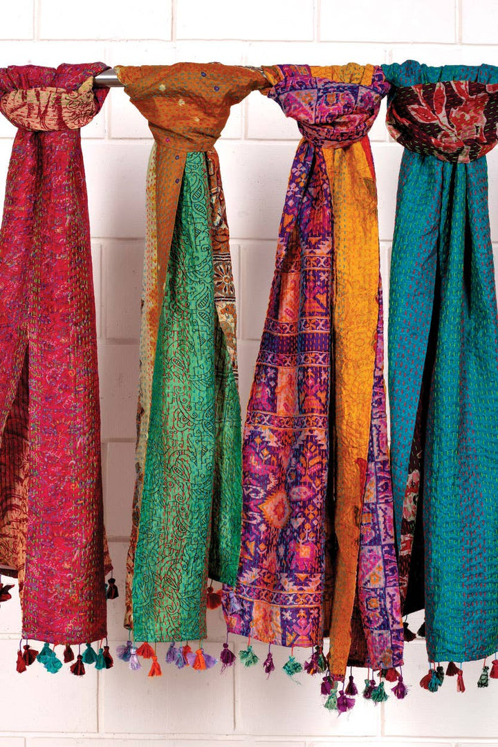 Kantha Silk Sari Scarves Assorted