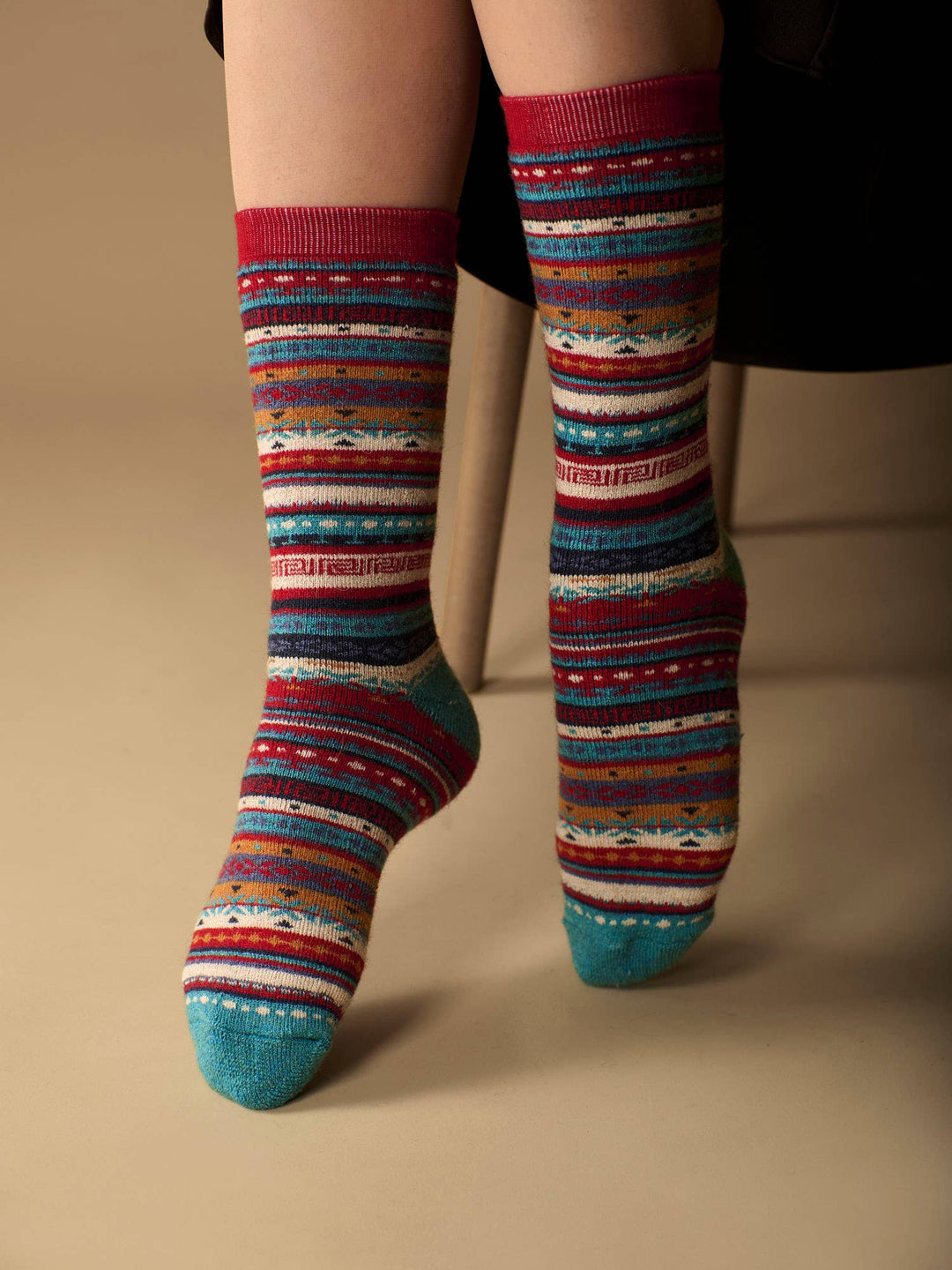 Fair Isle Full Cushion Alpaca Crew Socks
