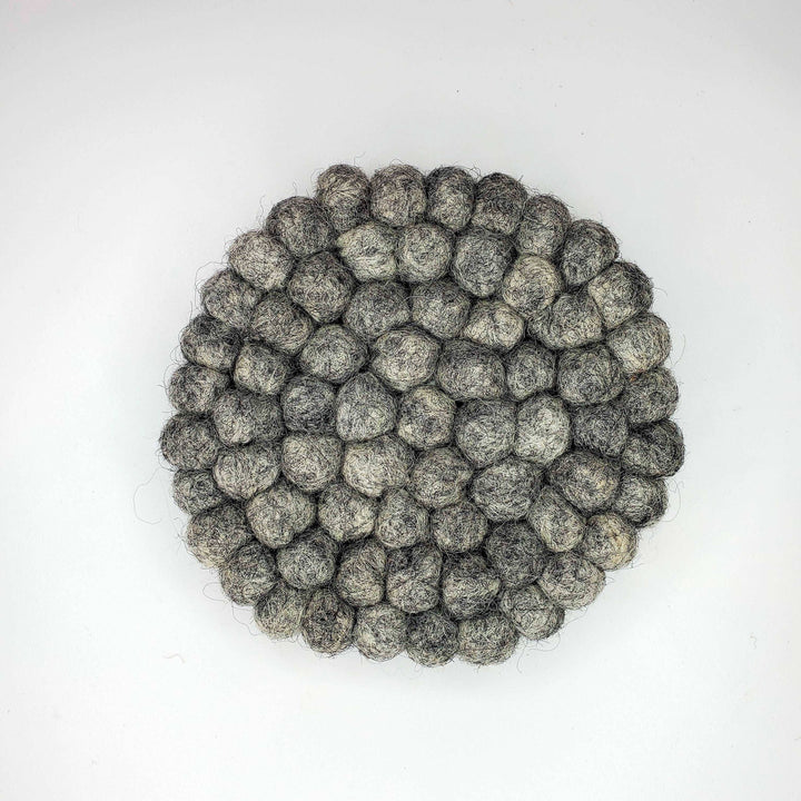 Heather Grey Handmade Felt Pom-Pom Coasters