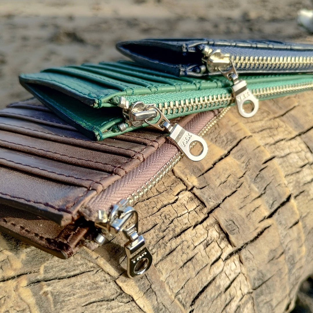 Zippered Leather Card Wallet