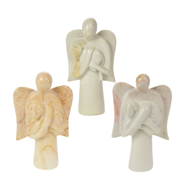 Angel and Cat Soapstone Sculpture
