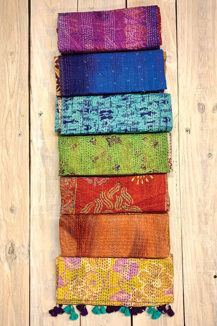 Kantha Silk Sari Scarves Assorted