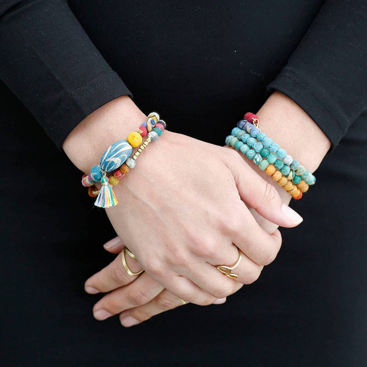 Spiral Rainbow Bracelet - Kantha